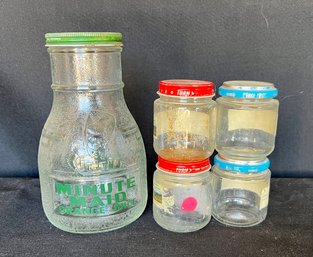 Vintage Minute Maid Orange Juice Glass Jar & Baby Food Jars (5)