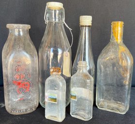 Vintage 1900s-1940s Glass Bottles, Milk Bottle, Apathocary Bottles, Others (6)