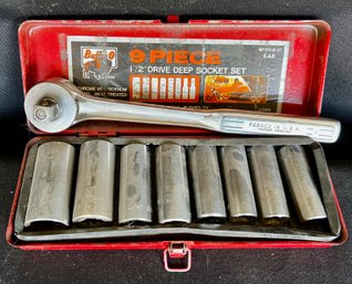 Buffalo 8 Piece 1/2' Drive Deep Socket Set With Craftsman Socket Wrench