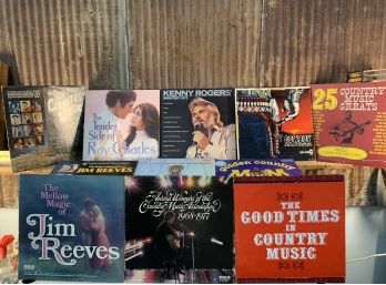 Vintage Vinyl Records, Country Music Greats - QTY 12
