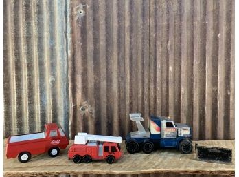 Vintage Tonka Toys, Pressed Steel, Tonka Pickup, Fire Truck, Tow Truck, & Plow