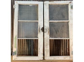 Vintage Farm House Windows, Painted Wood, Rustic Dcor