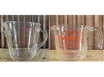 Pyrex Measuring Cup (s) 1 & 4 Cup Glass - QTY 2