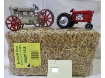 Diecast Tractors (2) With Leuthardt Far Toy Straw Bale, NIP