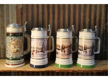 Coors Lidded Beer Steins, Mint - QTY 4