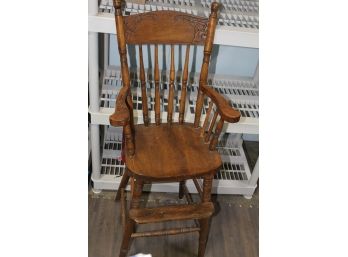 Antique High Chair, Wooden W/no Tray, Oak