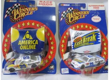 Winner's Circle 1:64 Scale Diecast Cars With Autographed Hood, Goodwrench #29 America Online & Reese's Fast Br