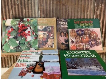 Vintage Vinyl Records, Country Music Christmas - QTY 6