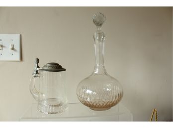 12' Glass Decantor And Stein