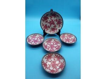Pink Porcelain & Metal Dishes