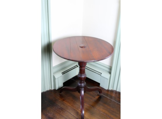 Antique Mahogany Table On Wheels 22'round 26 1/2 H See Description