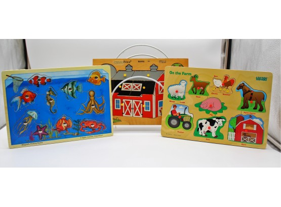 3 Wooden Puzzles Ages 3-6