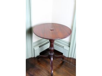 Antique Mahogany Table On Wheels 22'round 26 1/2 H See Description