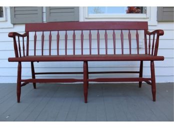 Red Wood Porch Bench Available As Pair - Auctioned Separately