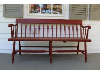 Red Wood Porch Bench Available As A Pair Auctioned Separately