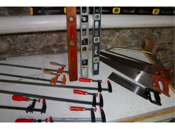 Levels,Saws,Clamps Lot