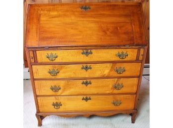 Early Antique Slant Desk Hepplewhite Curly, Maple & Cherry Wood