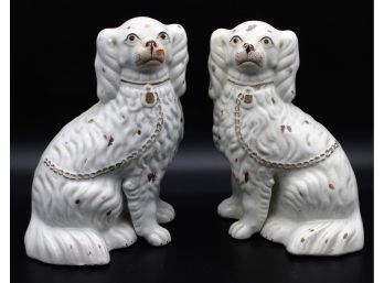 Antique Pair Of Staffordshire Dogs 11'tall