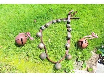Antique Sleigh Bells On Leather Strap