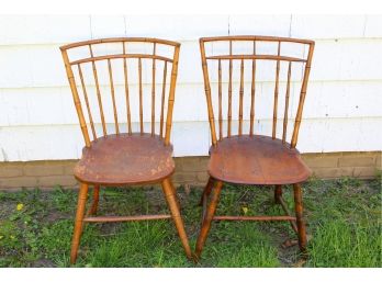 2 Antique Early Bamboo Style Chairs