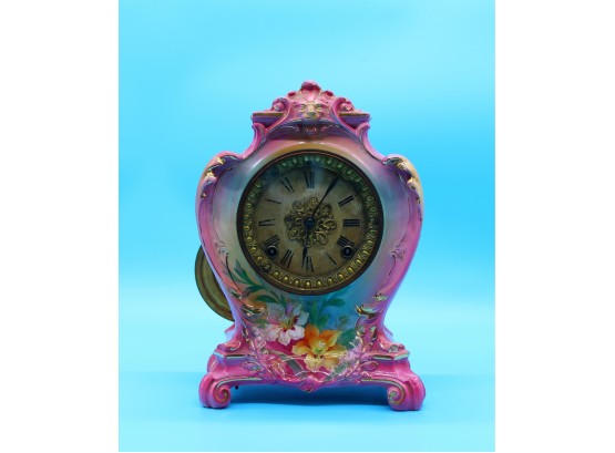 Asonia German Porcelain Clock  12' H X 8'w See Photos For Details