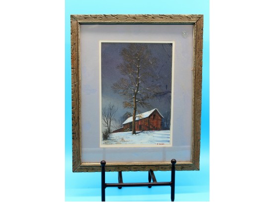 Johnson Oil Painting Old Barn 17 1/2 L X 14 1/2 W