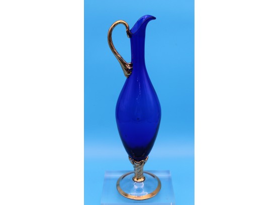 Beautiful Blue Vase/Pitcher Glass 16 1/2'H