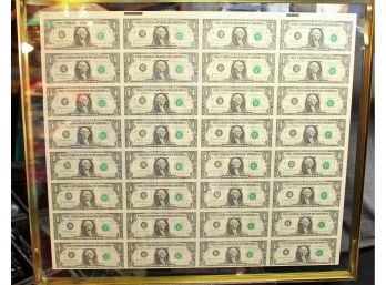 Uncut Sheet Of 32 $1 Note Uncirculated  1-ABLOCK MN