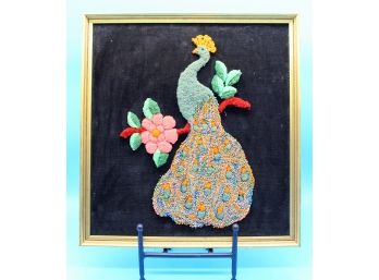 Embroidered Peacock 18 W X 19 1/2 H