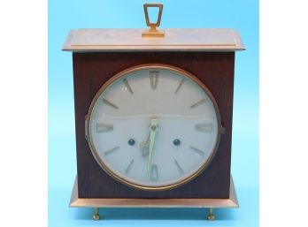 German Seth Thomas Connect Wood & Brass Mantle Clock  71/2 W X 8'L
