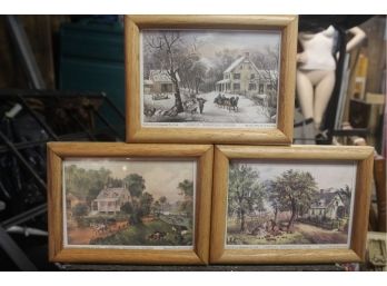 6'L  X 8'w  (3) Currier & Ives Lithographs