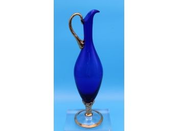 Beautiful Blue Vase/Pitcher Glass 16 1/2'H