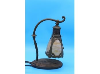 Lamp Brass Slag Glass 13 1/2 H No Plug