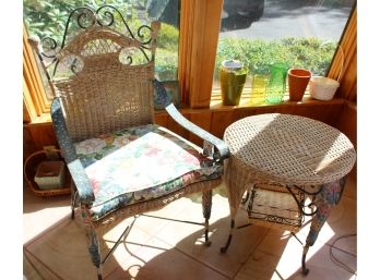 Rumrunner Home  Metal Wicker Table & Chair  See Details