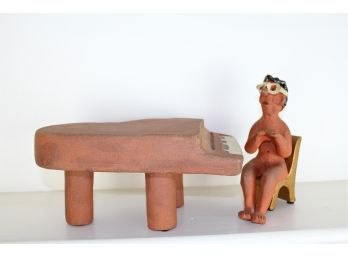 Clay Piano With Naked Man & Stool By Rizzo,  10 X 6