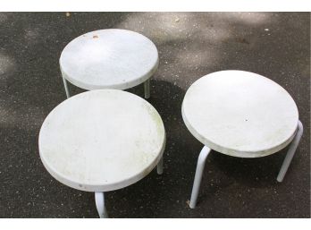 3 White Outdoor Stackable Tables