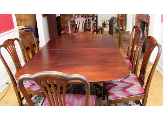 Double Pedestal Dining Room Table With 6 Matching  Chairs