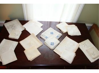 Antique Square Tablecloth Sets With Napkin Lot