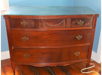 1930's 3 Drawer Dresser With Glass Top