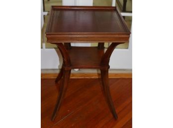 1940's Leather Top Table 19 1/2' Sq. X 27'H