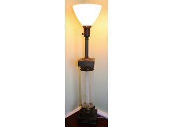 Crackle Glass Lamp With White Shade