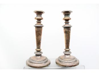 Pair Of  Silverplate  Heavy Candlesticks 11'