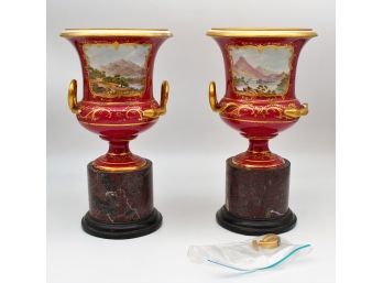 Pair Of Rare 1800 Pinxton Urn Shaped Wine Coolers