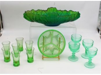 Vintage Green Glass Lot
