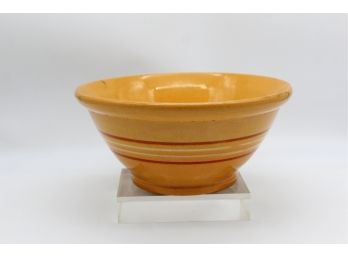 Very Vintage Early 20th Century - Banded Yellow Ware Pottery Bowl