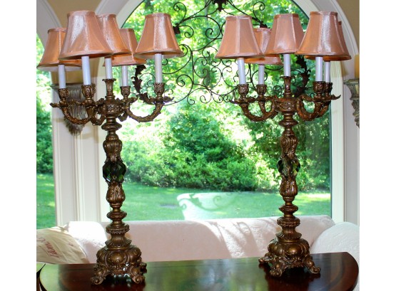 Pair Of Bronze Lamps