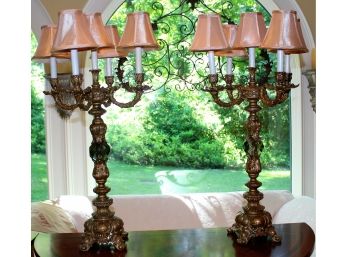Pair Of Bronze Lamps