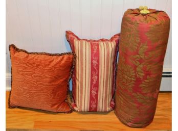 3 Burgundy Toned Pillows