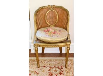 French Gold Cane Back Chair