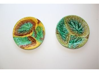Pair Of Hand Thrown Antique Majolica Plate